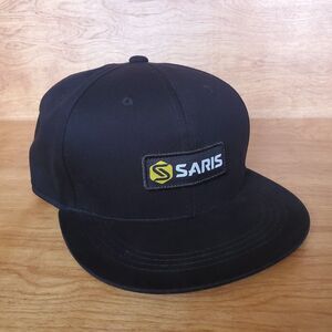Saris Cycling Gear Hat Black Flat Bill Snapback Cotton Baseball Cap Swag Logo